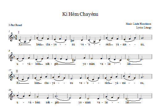 Linda Hirschhorn Ki Hem Khayenu Sheet Music Notes & Chords for 2-Part, 3-Part Mixed - Download or Print PDF