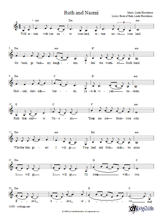 Linda Hirschhorn Ruth and Naomi Sheet Music Notes & Chords for 2-Part, 3-Part Mixed - Download or Print PDF