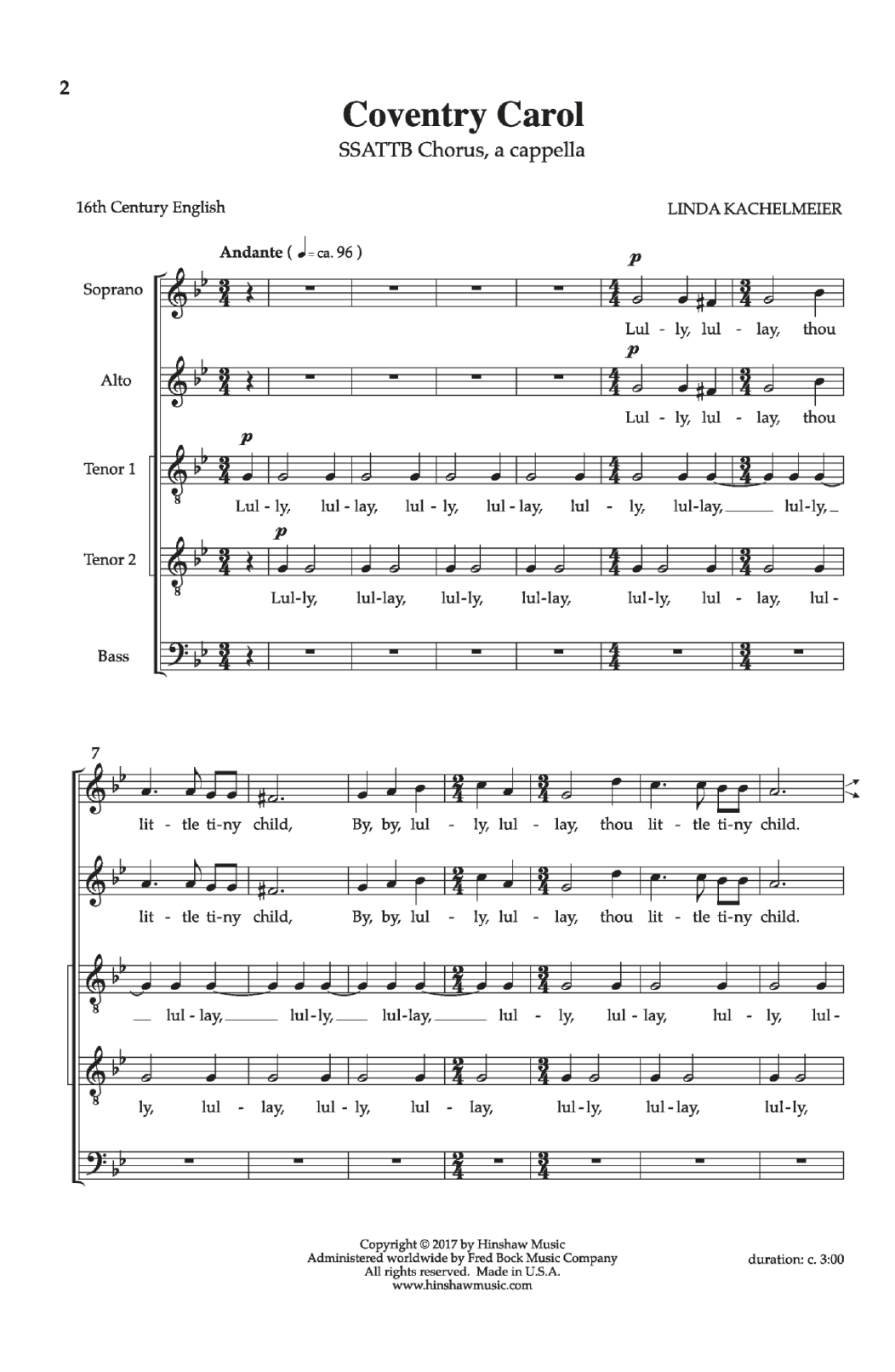 Linda Kachelmeier Coventry Carol Sheet Music Notes & Chords for Choral - Download or Print PDF