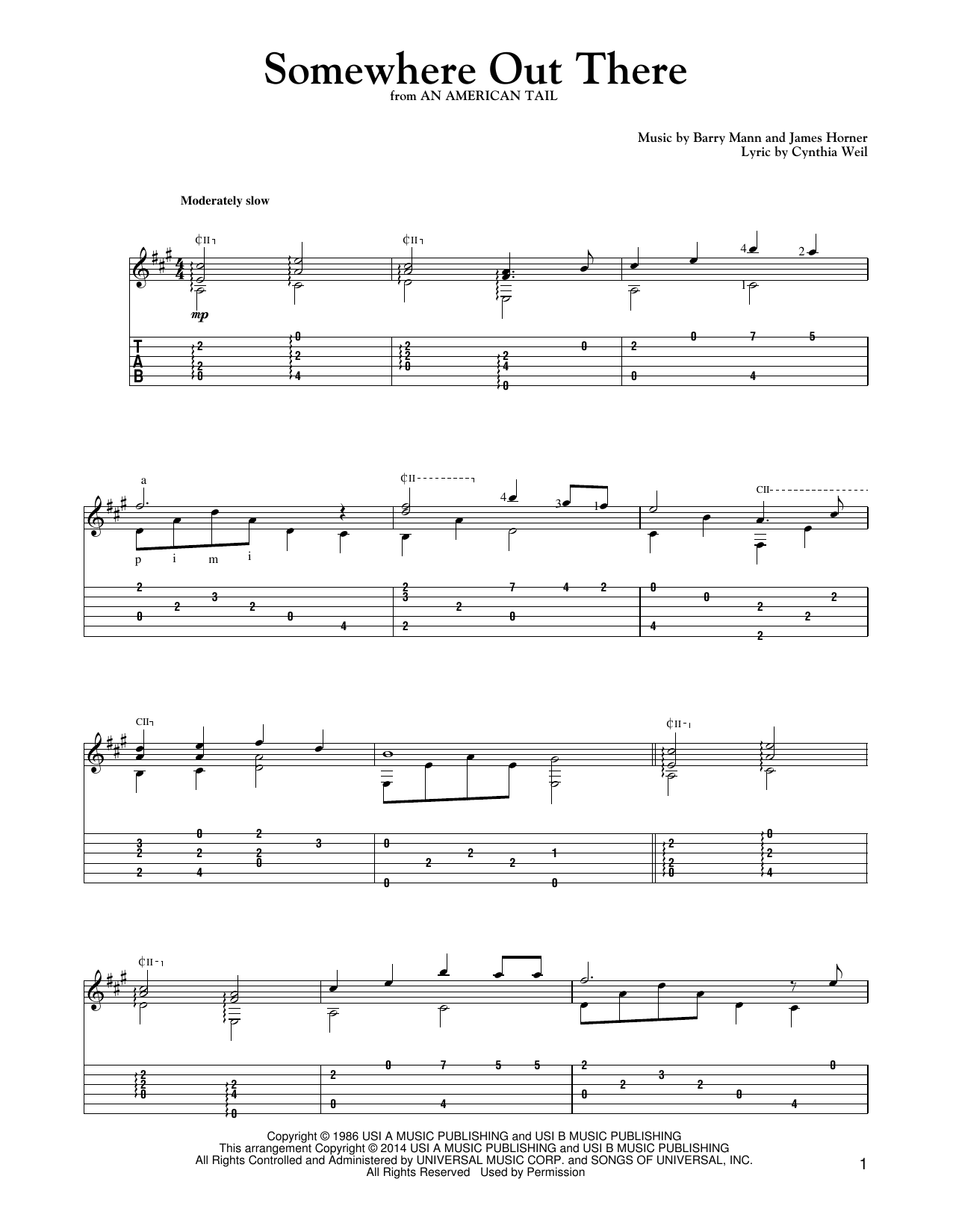 Mark Phillips Somewhere Out There Sheet Music Notes & Chords for Guitar Tab - Download or Print PDF