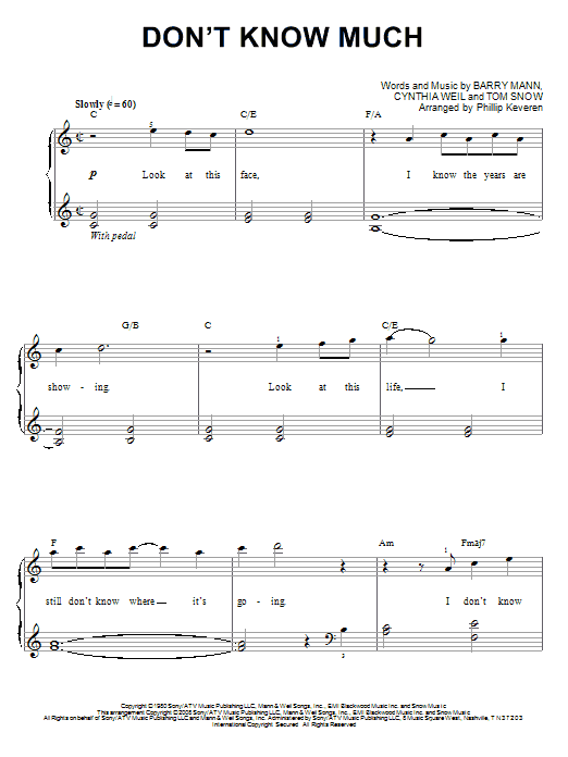 Linda Ronstadt & Aaron Neville Don't Know Much Sheet Music Notes & Chords for Easy Piano - Download or Print PDF