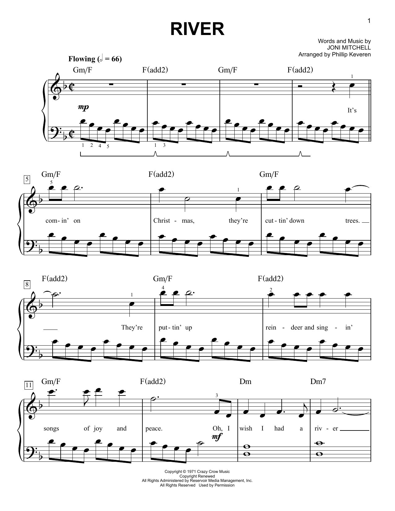 Linda Ronstadt River (arr. Phillip Keveren) Sheet Music Notes & Chords for Easy Piano - Download or Print PDF