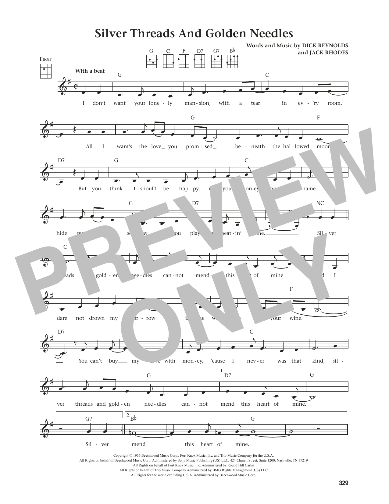 Linda Ronstadt Silver Threads And Golden Needles (from The Daily Ukulele) (arr. Jim Beloff) Sheet Music Notes & Chords for Ukulele - Download or Print PDF