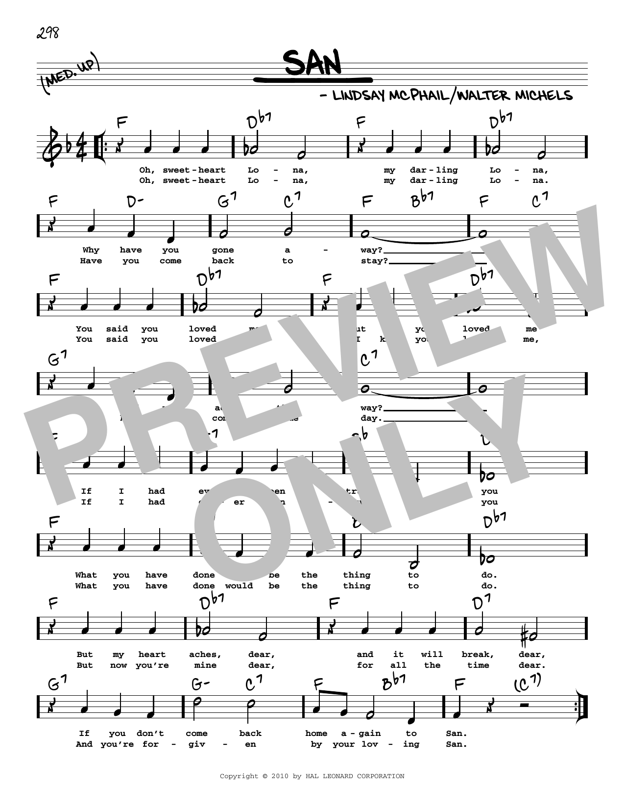 Lindsay McPhail San (arr. Robert Rawlins) Sheet Music Notes & Chords for Real Book – Melody, Lyrics & Chords - Download or Print PDF