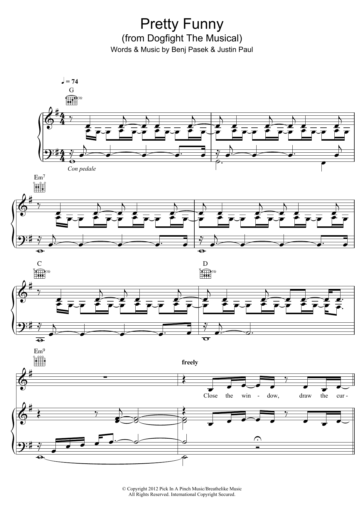 Lindsay Mendez Pretty Funny (from Dogfight The Musical) Sheet Music Notes & Chords for Piano, Vocal & Guitar (Right-Hand Melody) - Download or Print PDF