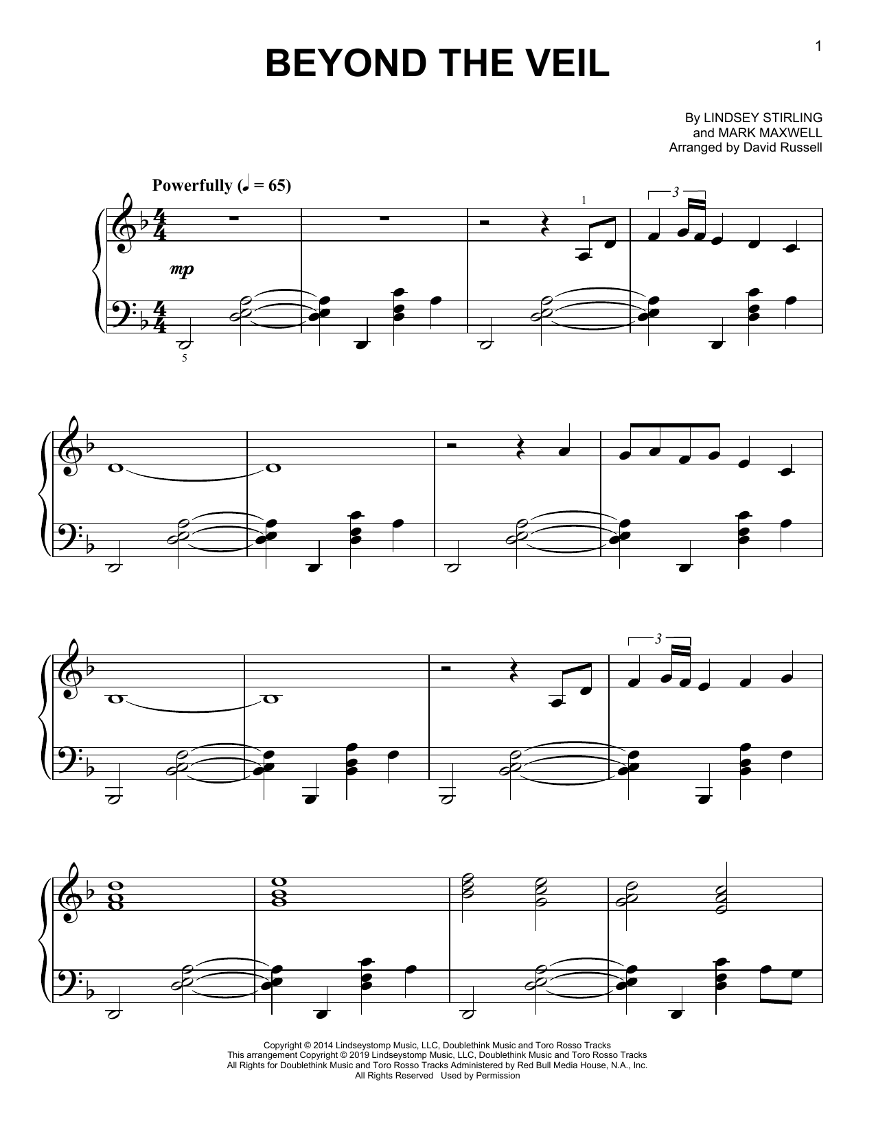 Lindsey Stirling Beyond The Veil Sheet Music Notes & Chords for Piano Solo - Download or Print PDF