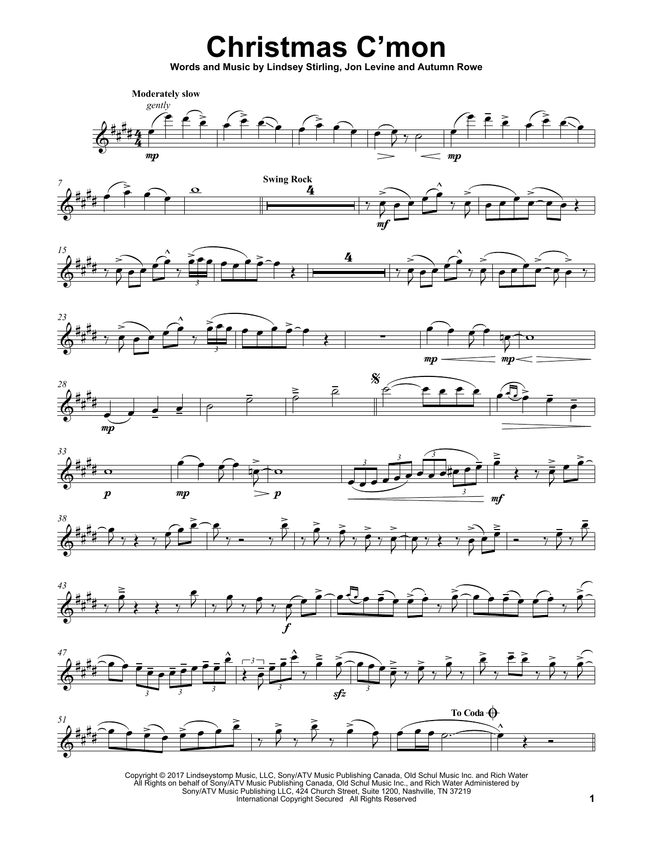 Lindsey Stirling Christmas C'mon Sheet Music Notes & Chords for Violin - Download or Print PDF