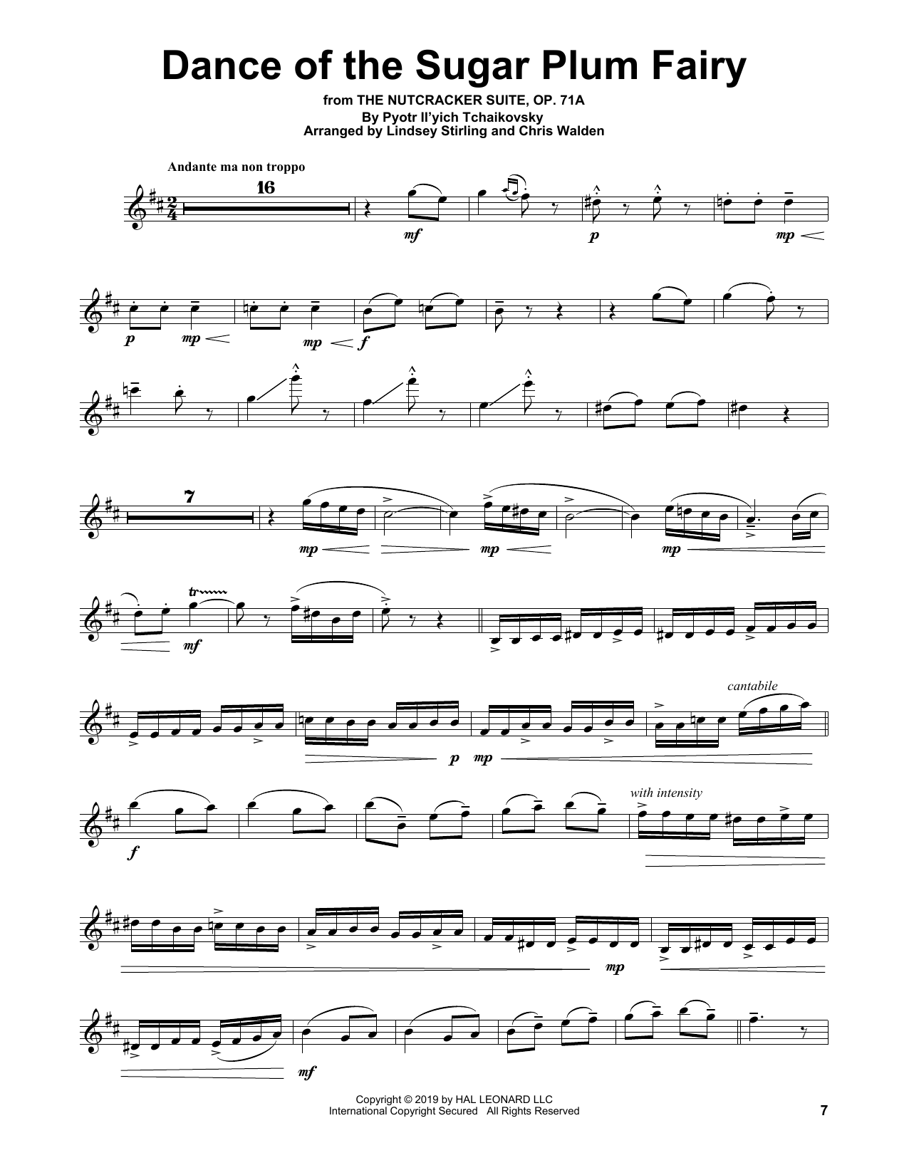 Lindsey Stirling Dance Of The Sugar Plum Fairy (from The Nutcracker Suite, Op. 71a) Sheet Music Notes & Chords for Violin Solo - Download or Print PDF