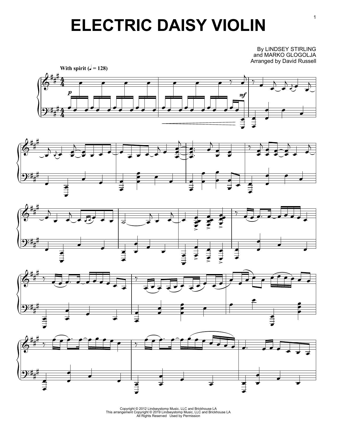 Lindsey Stirling Electric Daisy Violin Sheet Music Notes & Chords for Piano Solo - Download or Print PDF