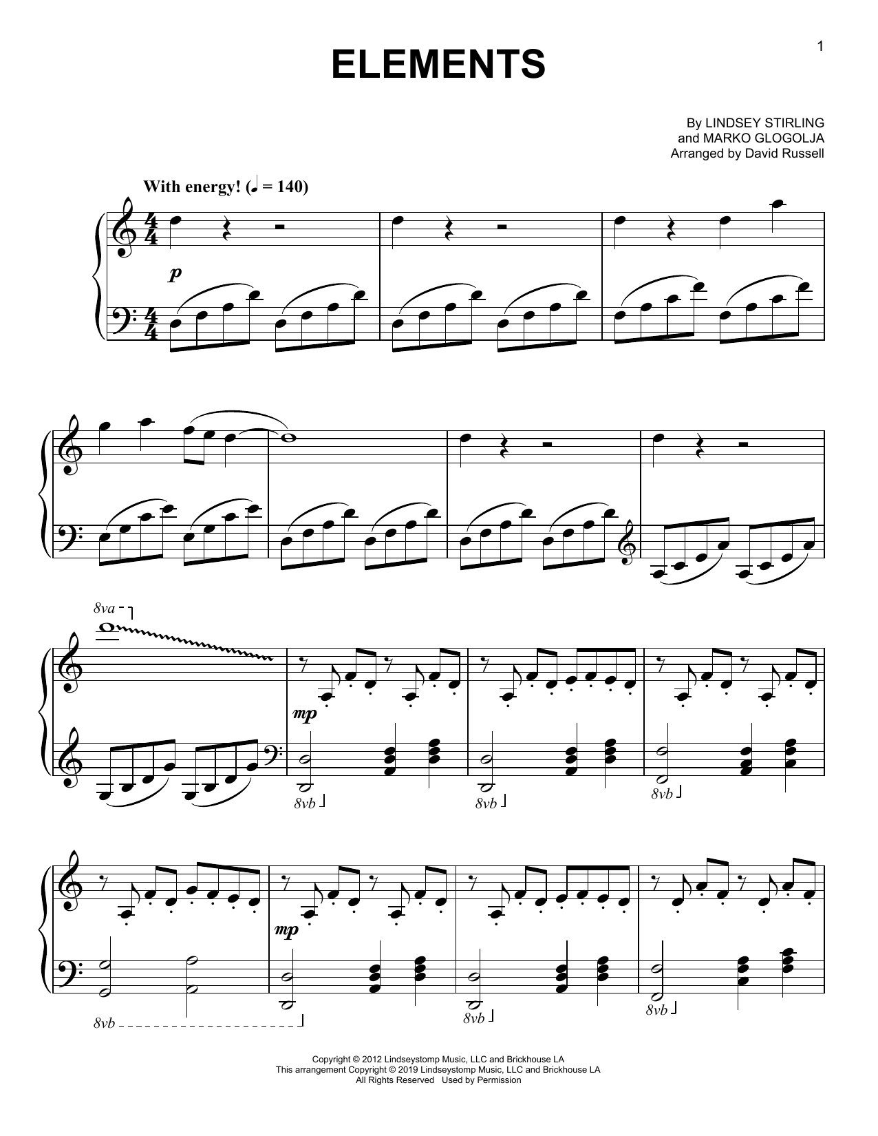 Lindsey Stirling Elements Sheet Music Notes & Chords for Easy Piano - Download or Print PDF