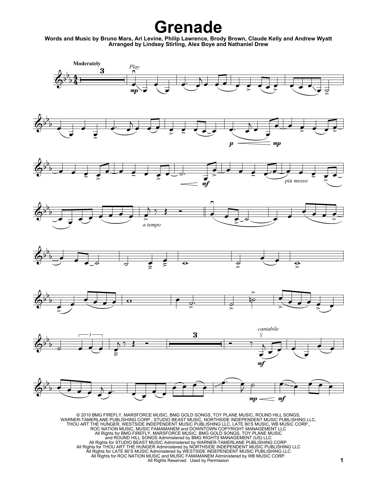 Lindsey Stirling Grenade Sheet Music Notes & Chords for Violin - Download or Print PDF