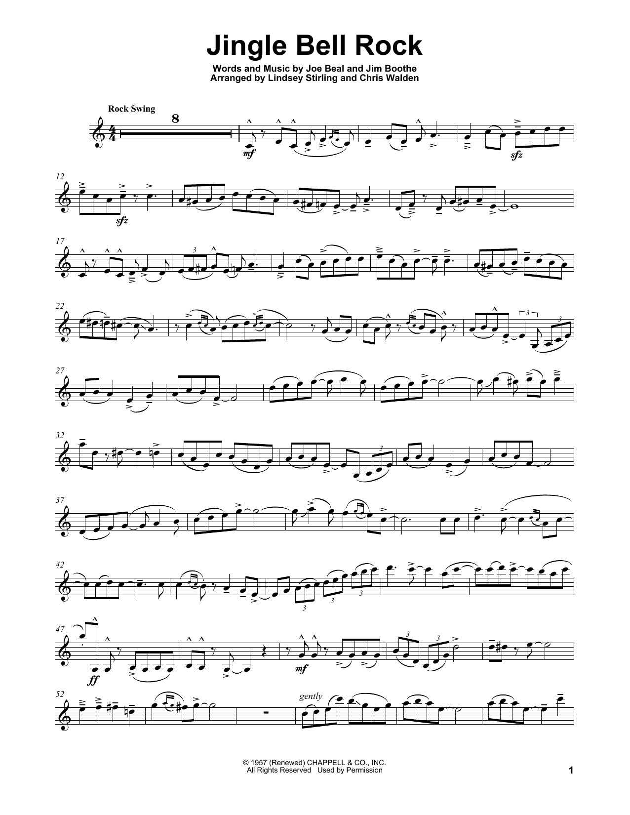 Lindsey Stirling Jingle Bell Rock Sheet Music Notes & Chords for Violin - Download or Print PDF