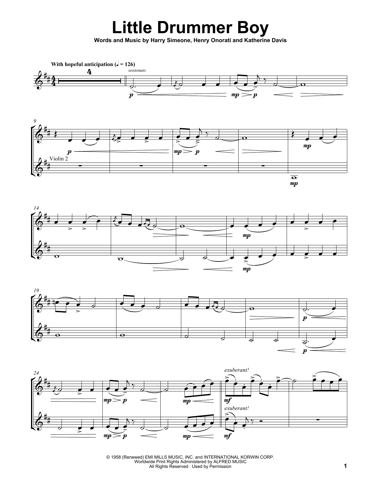 Lindsey Stirling Little Drummer Boy Sheet Music Notes & Chords for Violin Duet - Download or Print PDF