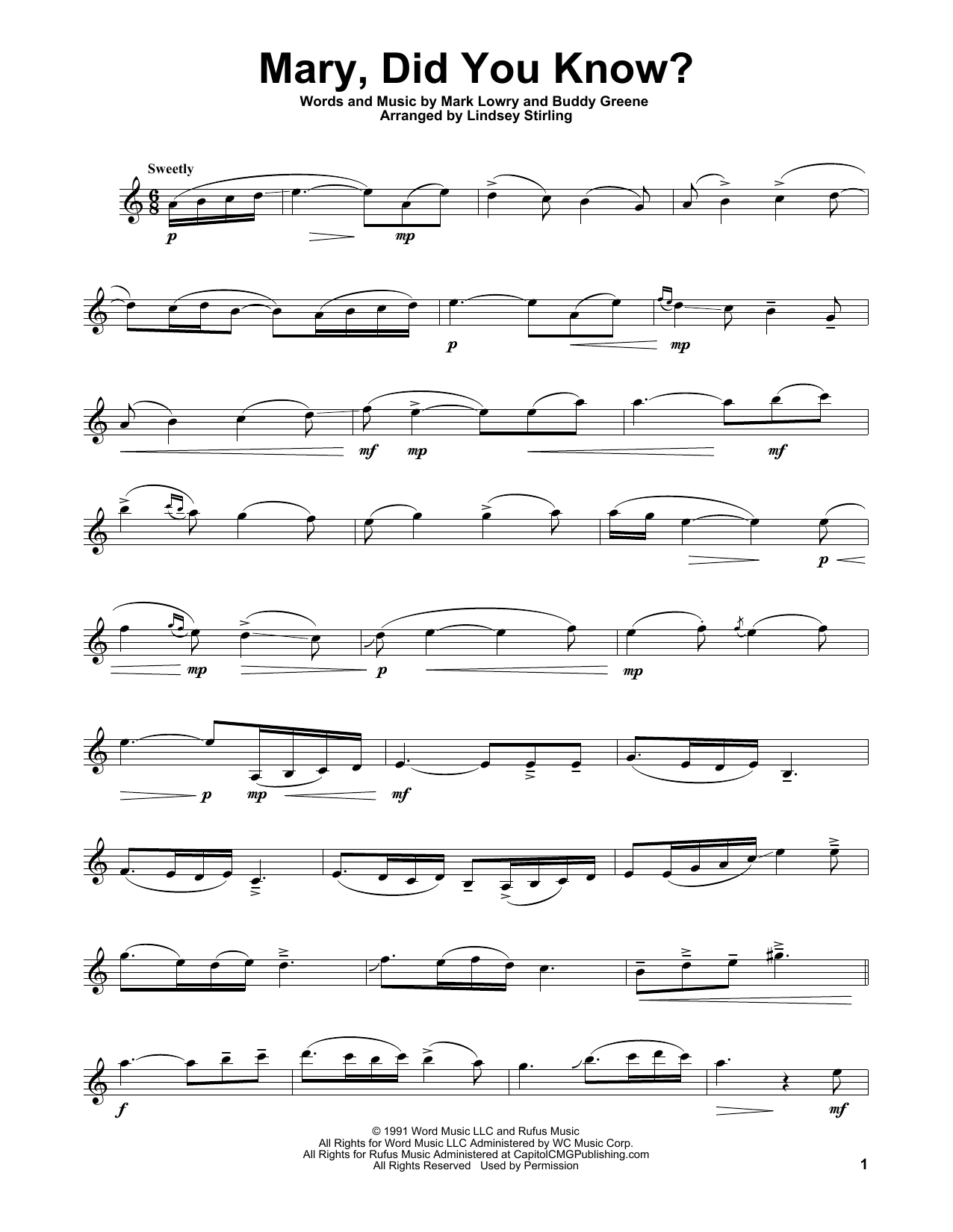 Lindsey Stirling Mary, Did You Know? Sheet Music Notes & Chords for Violin Solo - Download or Print PDF
