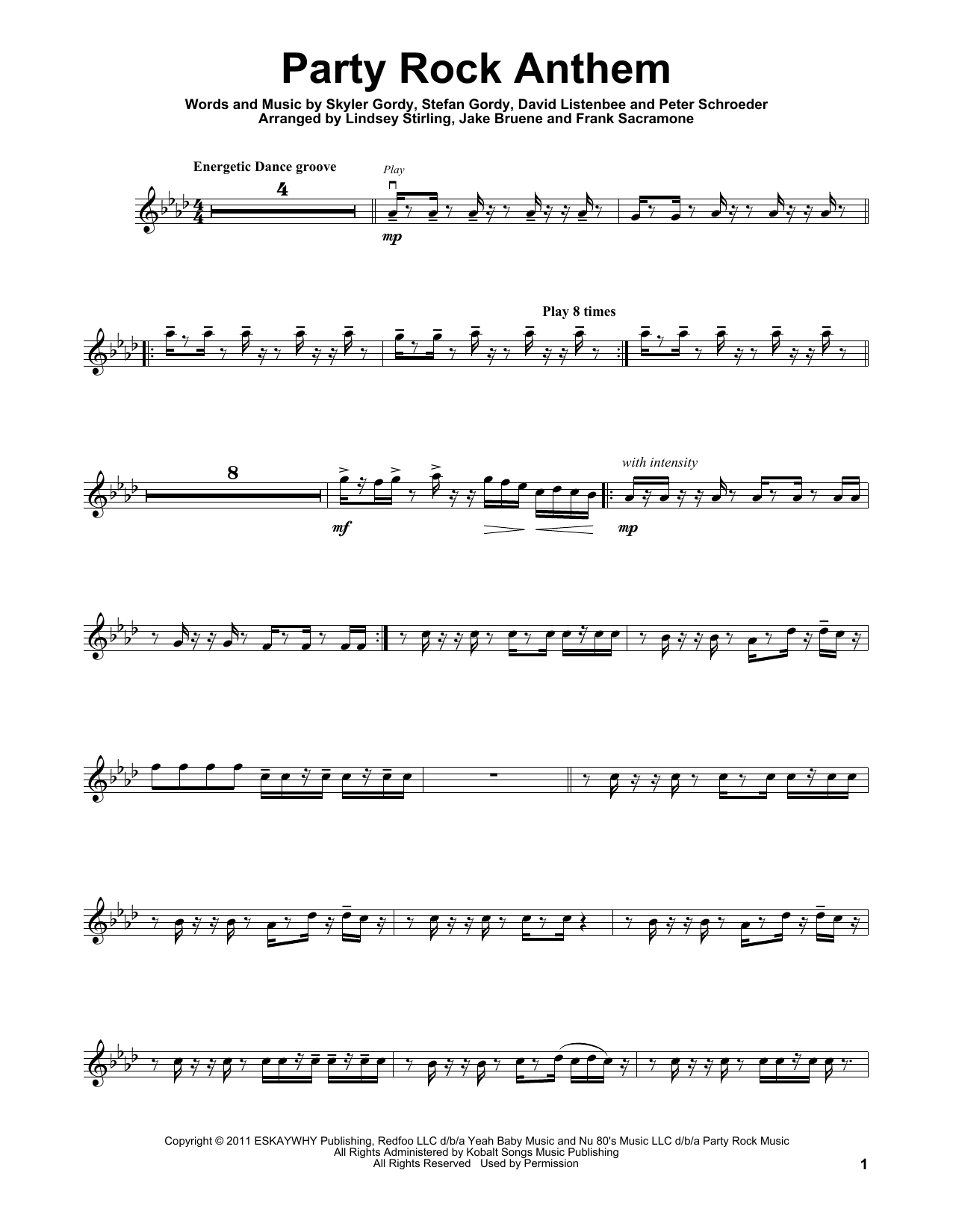 Lindsey Stirling Party Rock Anthem Sheet Music Notes & Chords for Violin - Download or Print PDF