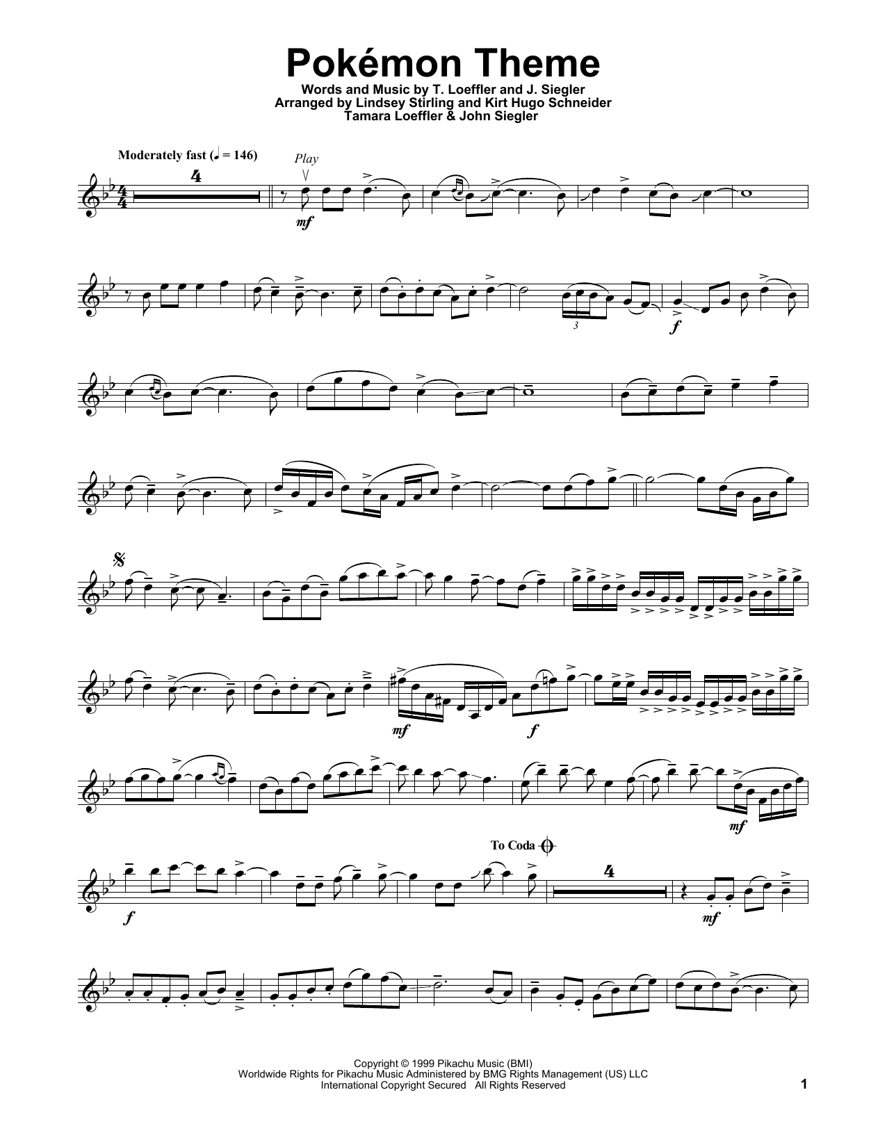 Lindsey Stirling Pokemon Theme Sheet Music Notes & Chords for Violin - Download or Print PDF