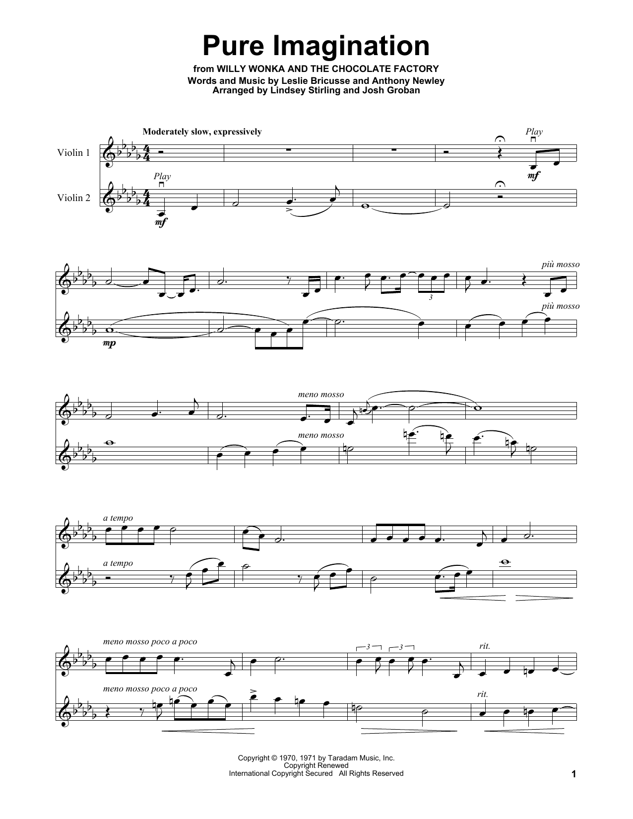 Lindsey Stirling Pure Imagination Sheet Music Notes & Chords for Violin - Download or Print PDF