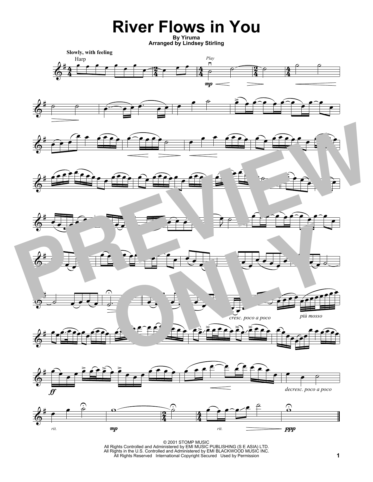 Lindsey Stirling River Flows In You Sheet Music Notes & Chords for Violin - Download or Print PDF