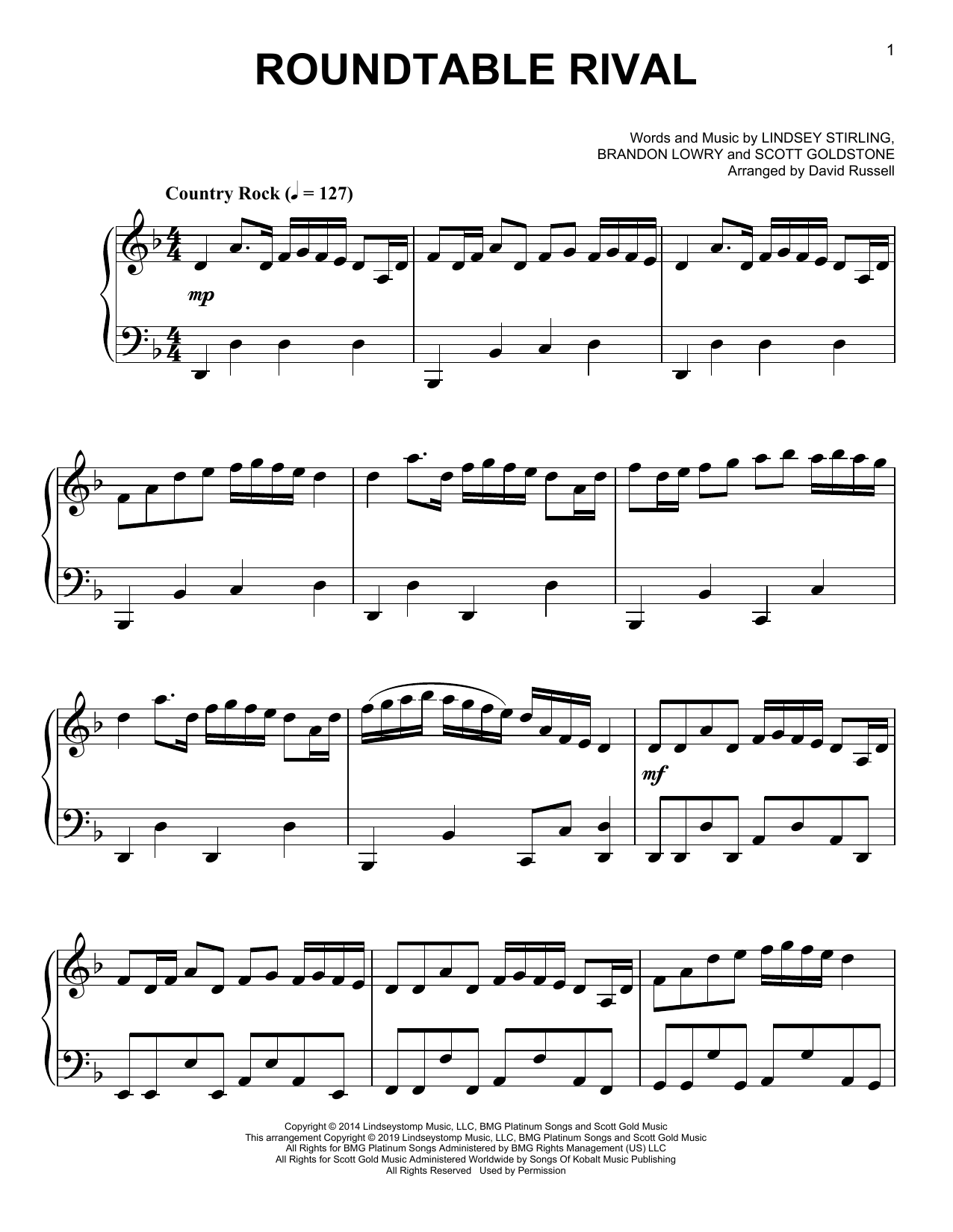 Lindsey Stirling Roundtable Rival Sheet Music Notes & Chords for Easy Piano - Download or Print PDF