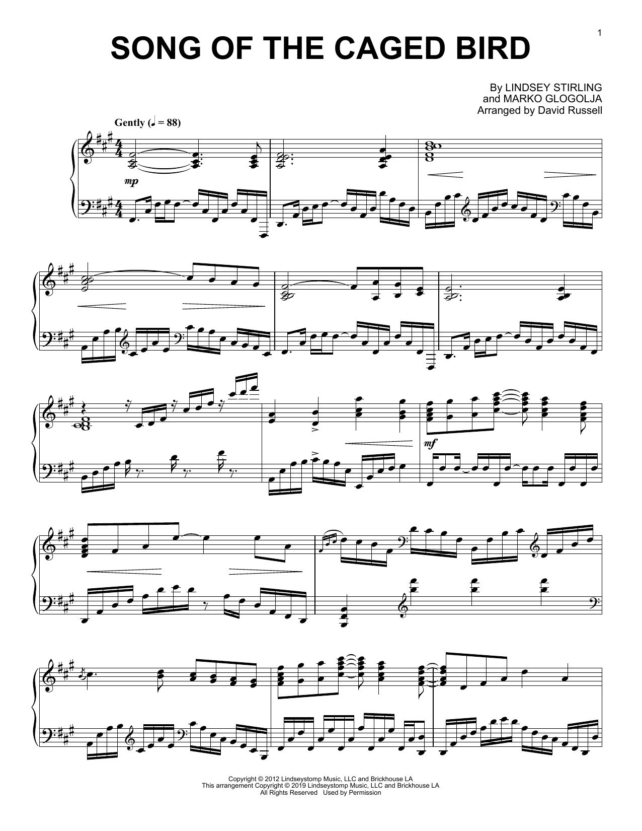 Lindsey Stirling Song Of The Caged Bird Sheet Music Notes & Chords for Easy Piano - Download or Print PDF