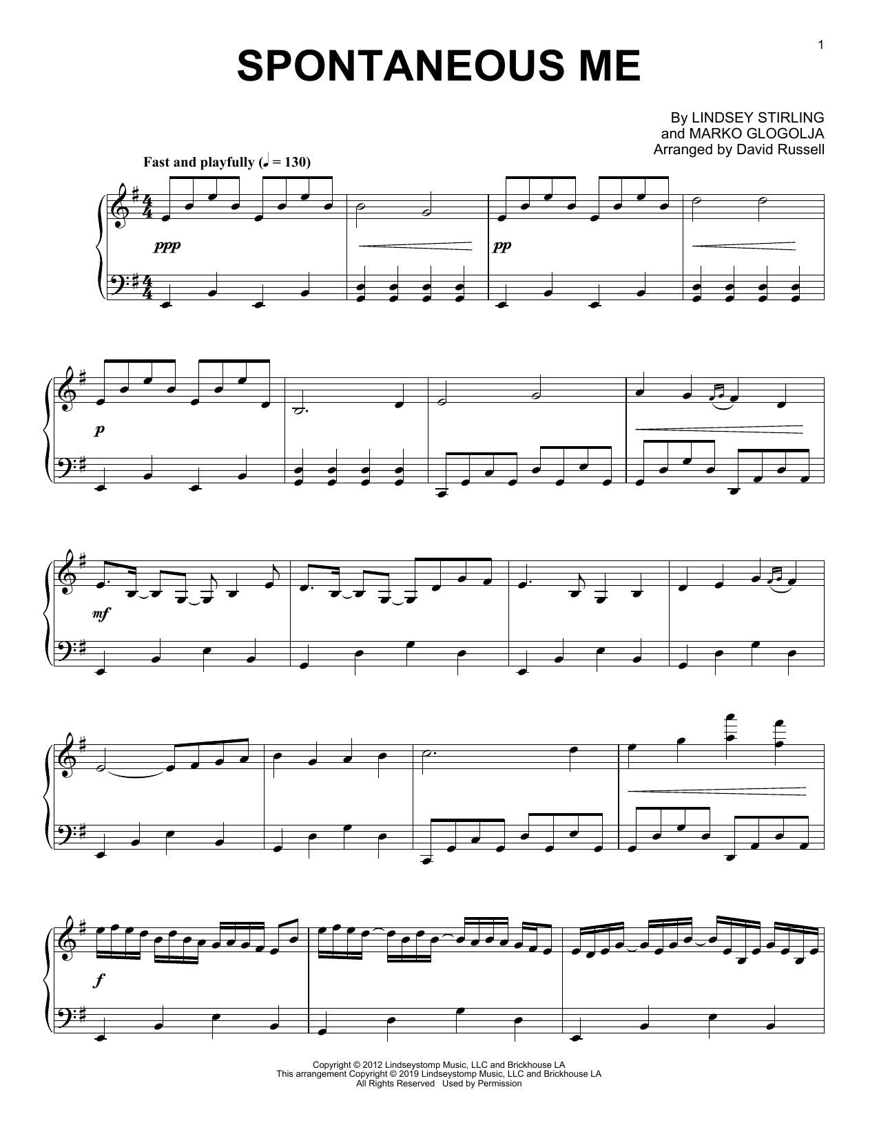 Lindsey Stirling Spontaneous Me Sheet Music Notes & Chords for Piano Solo - Download or Print PDF