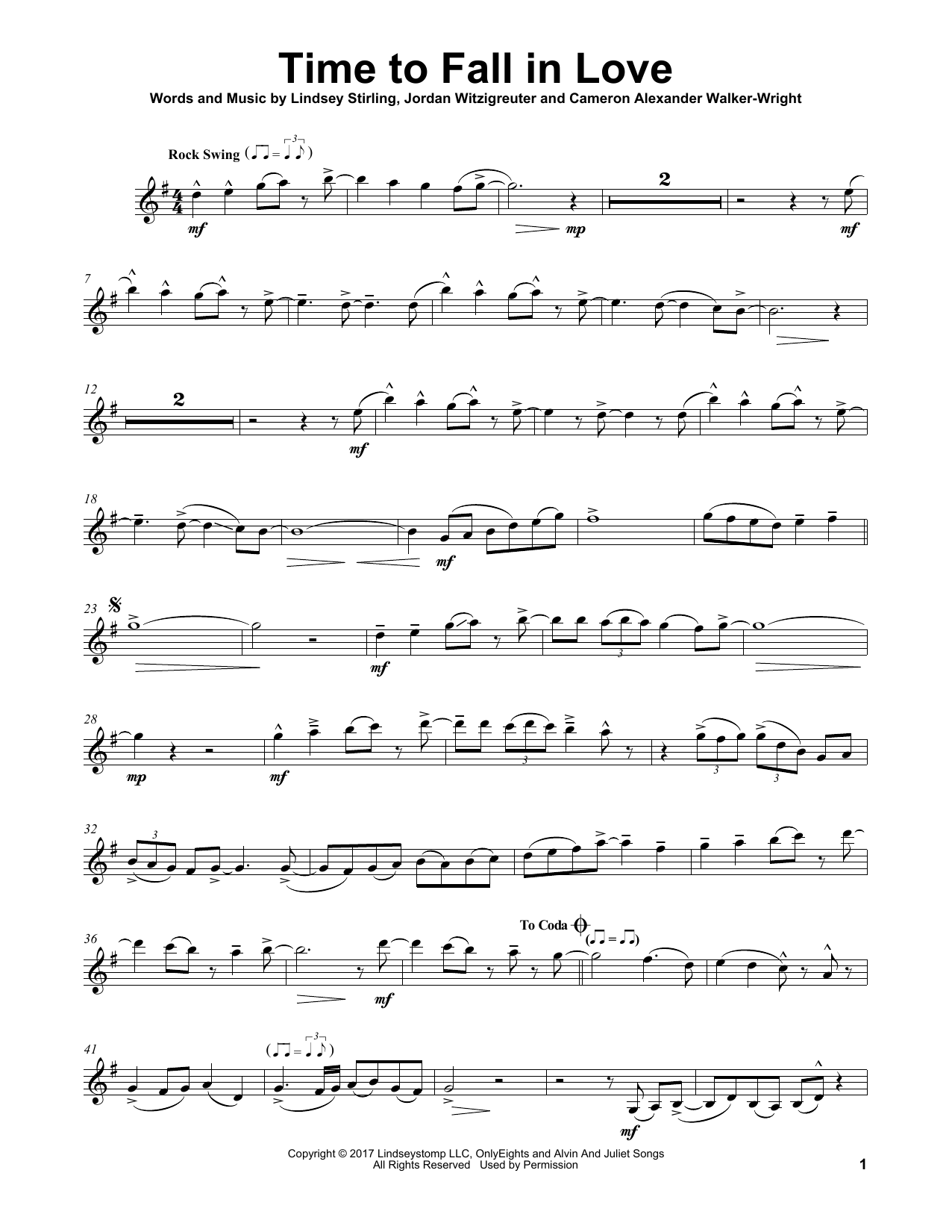 Lindsey Stirling Time To Fall In Love Sheet Music Notes & Chords for Violin Solo - Download or Print PDF