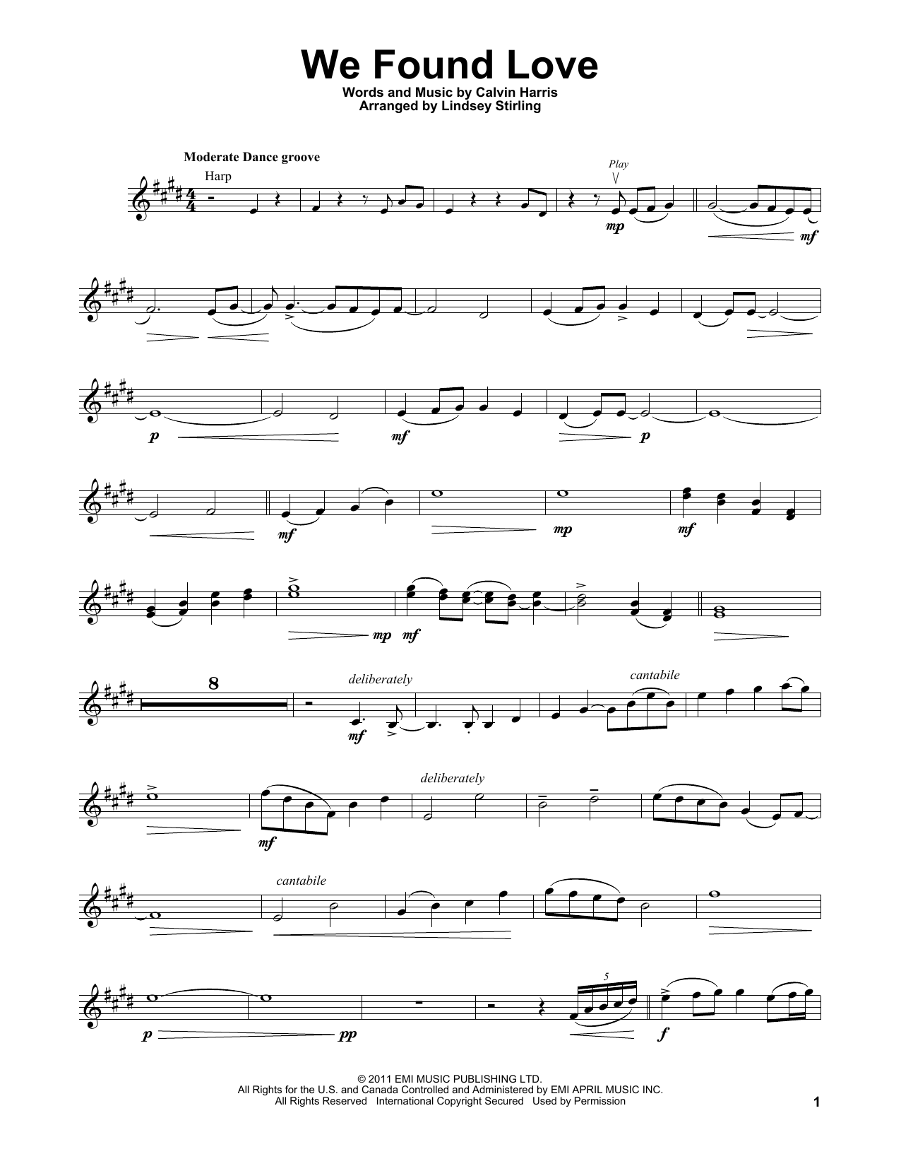 Lindsey Stirling We Found Love Sheet Music Notes & Chords for Violin - Download or Print PDF