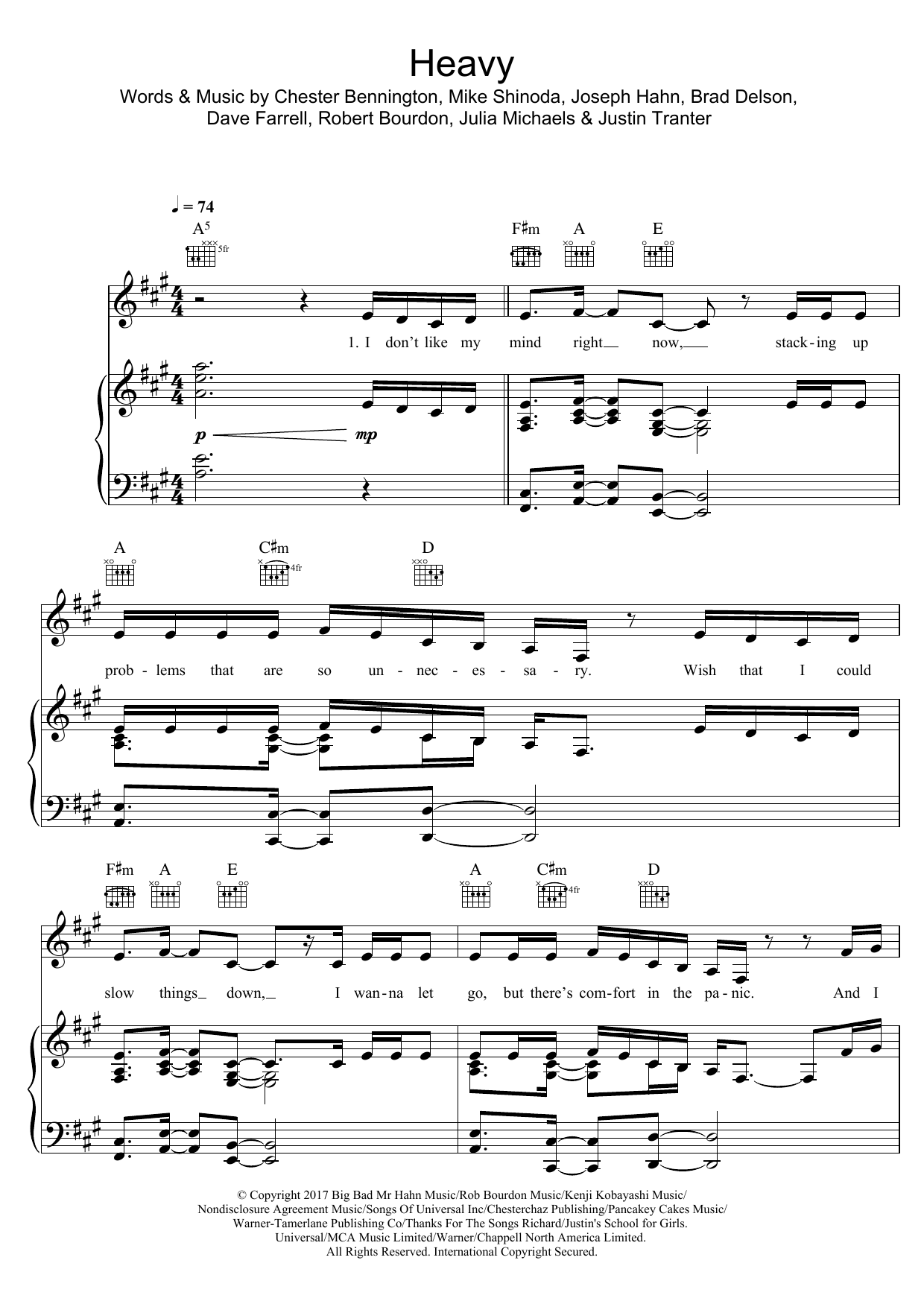 Linkin Park Heavy Sheet Music Notes & Chords for Easy Piano - Download or Print PDF
