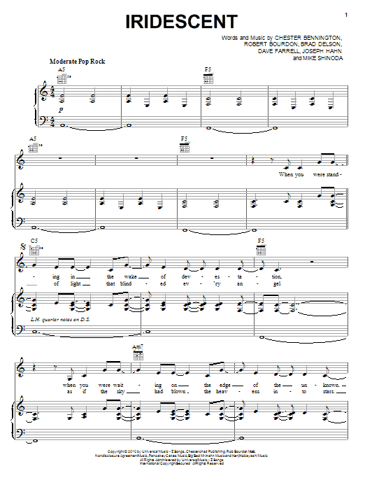 Linkin Park Iridescent Sheet Music Notes & Chords for Piano, Vocal & Guitar (Right-Hand Melody) - Download or Print PDF