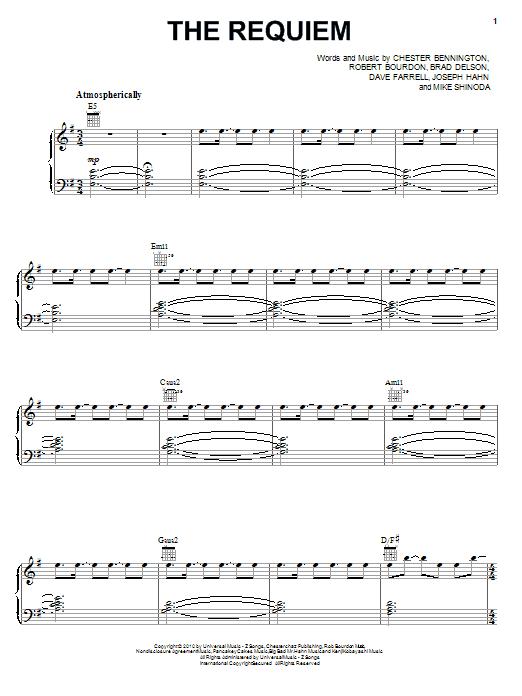 Linkin Park The Requiem Sheet Music Notes & Chords for Piano, Vocal & Guitar (Right-Hand Melody) - Download or Print PDF
