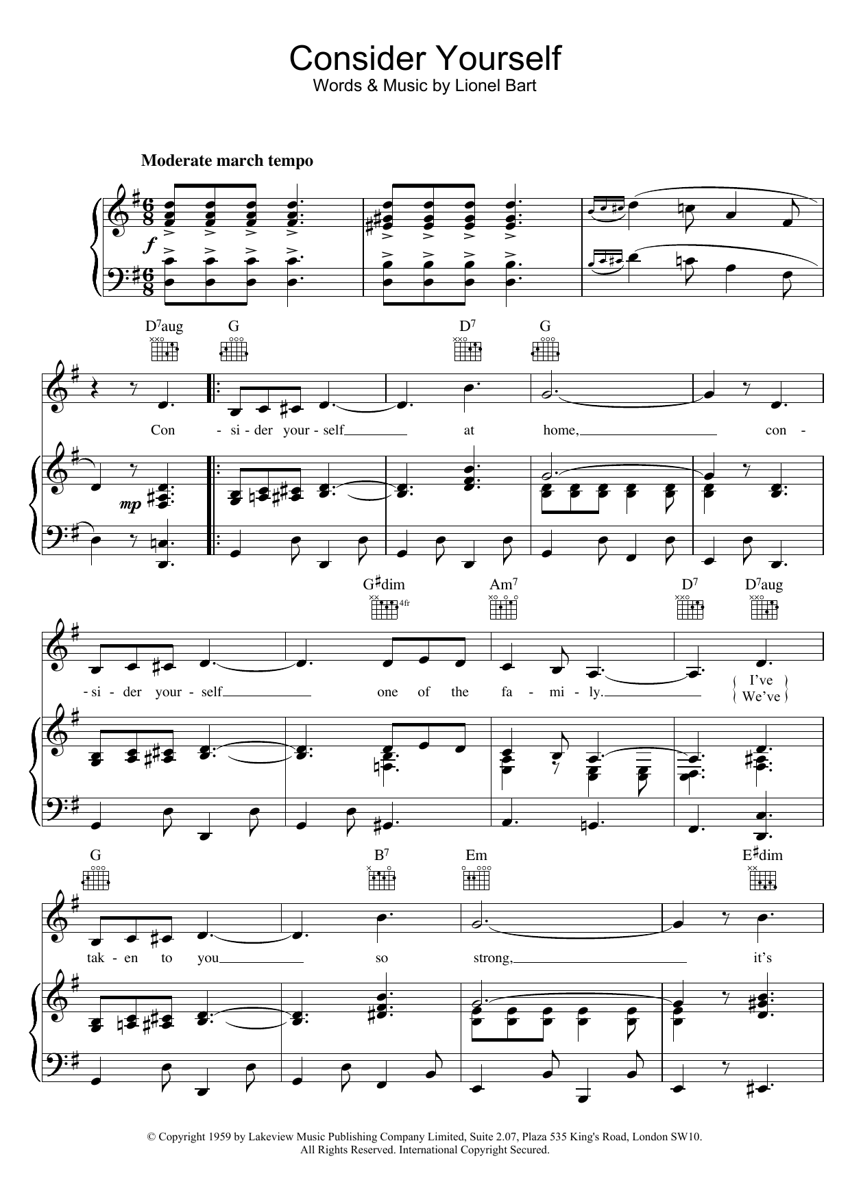 Lionel Bart Consider Yourself (from Oliver!) Sheet Music Notes & Chords for Violin - Download or Print PDF