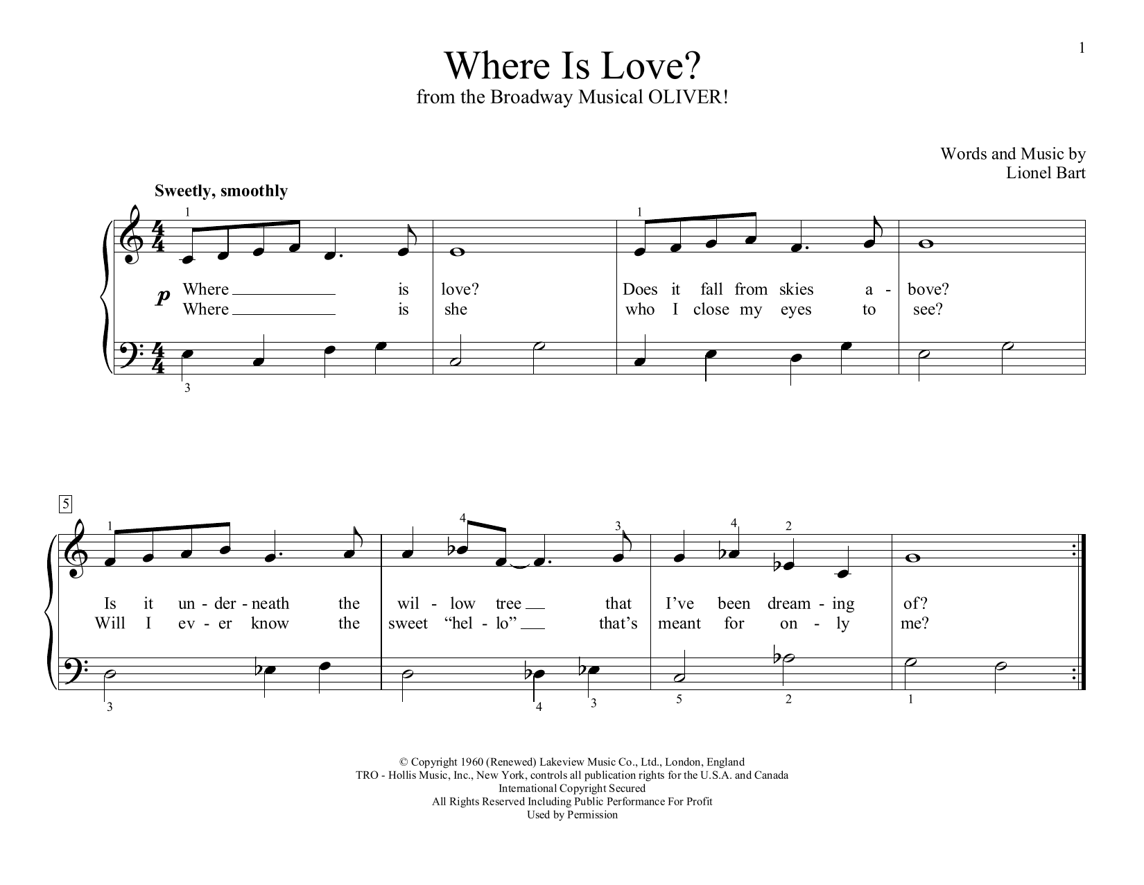 Lionel Bart Where Is Love? (from Oliver!) (arr. Christopher Hussey) Sheet Music Notes & Chords for Educational Piano - Download or Print PDF