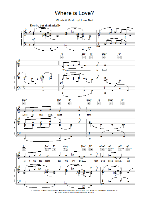 Lionel Bart Where Is Love? Sheet Music Notes & Chords for Tenor Saxophone - Download or Print PDF
