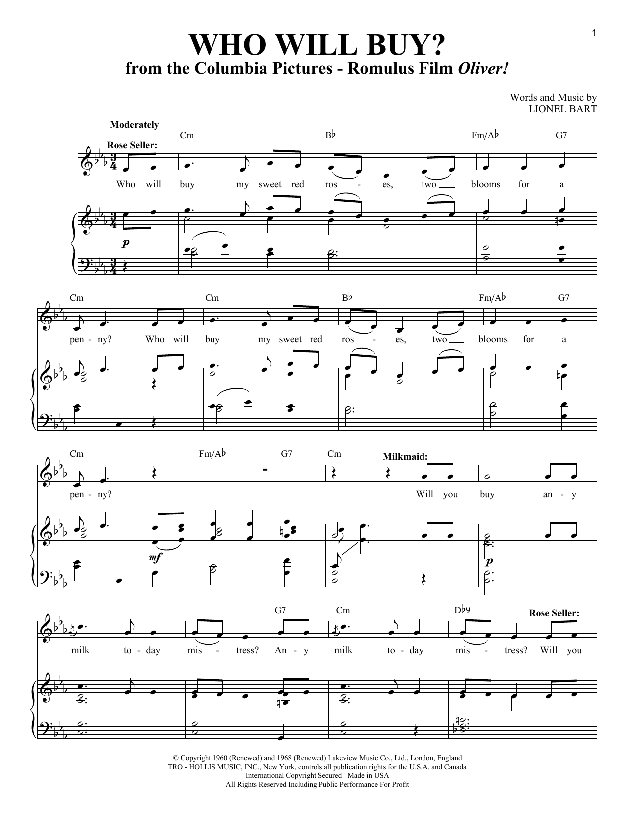 Lionel Bart Who Will Buy? Sheet Music Notes & Chords for Easy Piano - Download or Print PDF