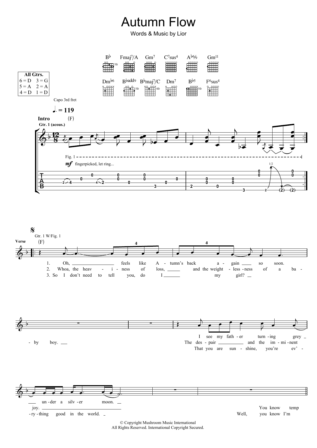 Lior Autumn Flow Sheet Music Notes & Chords for Guitar Tab - Download or Print PDF