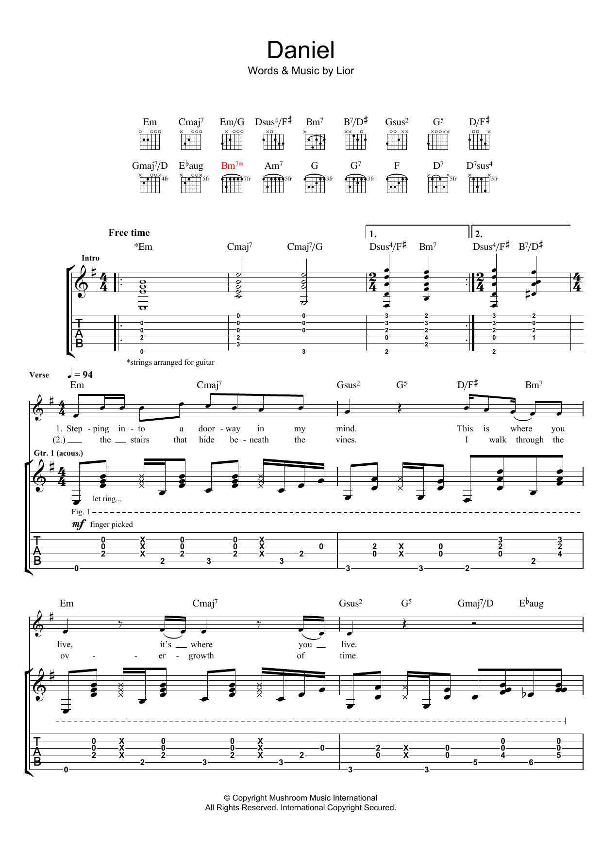 Lior Daniel Sheet Music Notes & Chords for Guitar Tab - Download or Print PDF