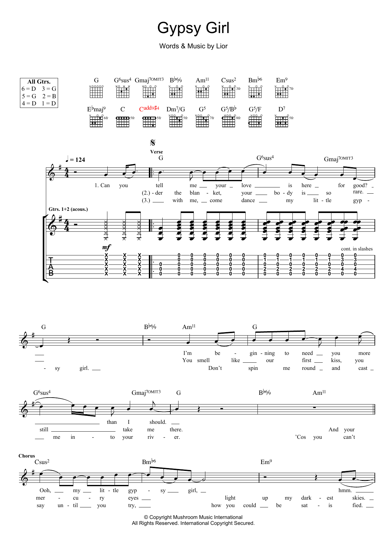 Lior Gypsy Girl Sheet Music Notes & Chords for Guitar Tab - Download or Print PDF