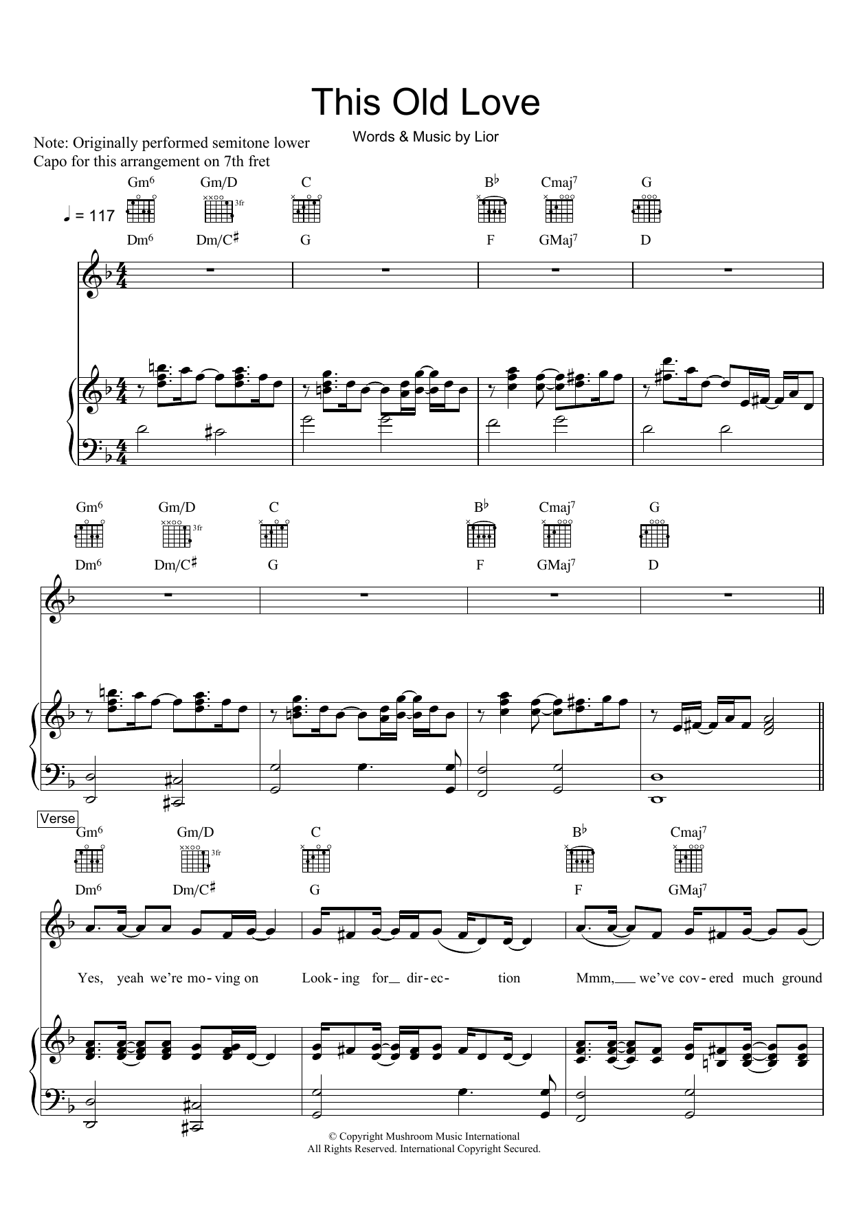Lior This Old Love Sheet Music Notes & Chords for Piano, Vocal & Guitar (Right-Hand Melody) - Download or Print PDF