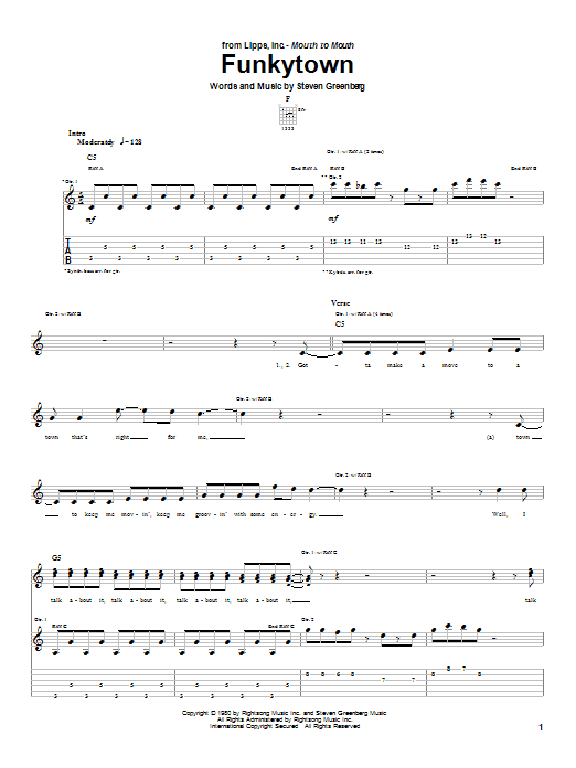 Lipps Inc. Funkytown Sheet Music Notes & Chords for Melody Line, Lyrics & Chords - Download or Print PDF