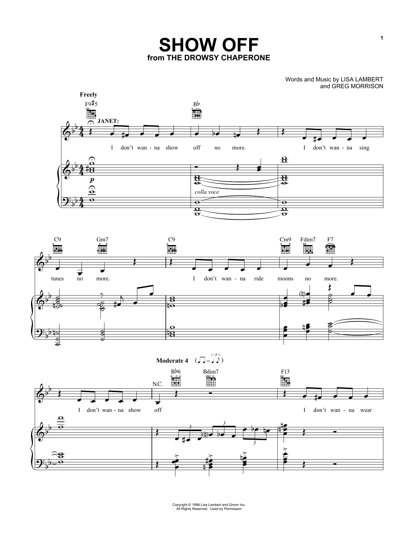 Lisa Lambert and Greg Morrison Show Off (from The Drowsy Chaperone Musical) Sheet Music Notes & Chords for Vocal Pro + Piano/Guitar - Download or Print PDF