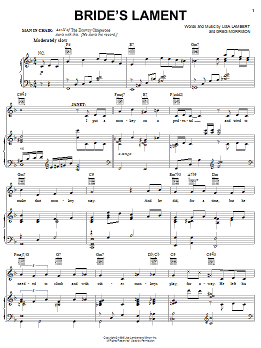 Lisa Lambert Bride's Lament Sheet Music Notes & Chords for Piano, Vocal & Guitar (Right-Hand Melody) - Download or Print PDF