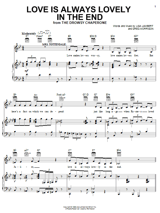 Lisa Lambert Love Is Always Lovely In The End Sheet Music Notes & Chords for Piano, Vocal & Guitar (Right-Hand Melody) - Download or Print PDF