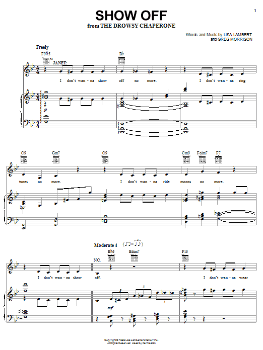 Lisa Lambert Show Off Sheet Music Notes & Chords for Piano, Vocal & Guitar (Right-Hand Melody) - Download or Print PDF
