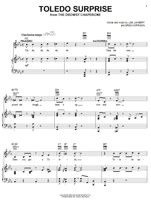 Lisa Lambert Toledo Surprise Sheet Music Notes & Chords for Piano, Vocal & Guitar (Right-Hand Melody) - Download or Print PDF