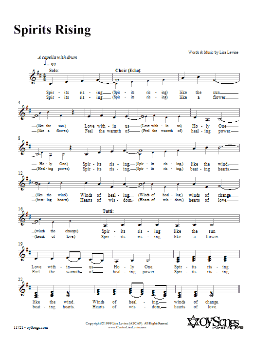 Lisa Levine Spirits Rising Sheet Music Notes & Chords for Melody Line, Lyrics & Chords - Download or Print PDF