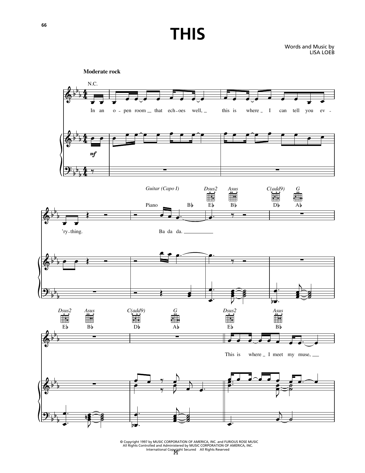 Lisa Loeb This Sheet Music Notes & Chords for Piano, Vocal & Guitar (Right-Hand Melody) - Download or Print PDF
