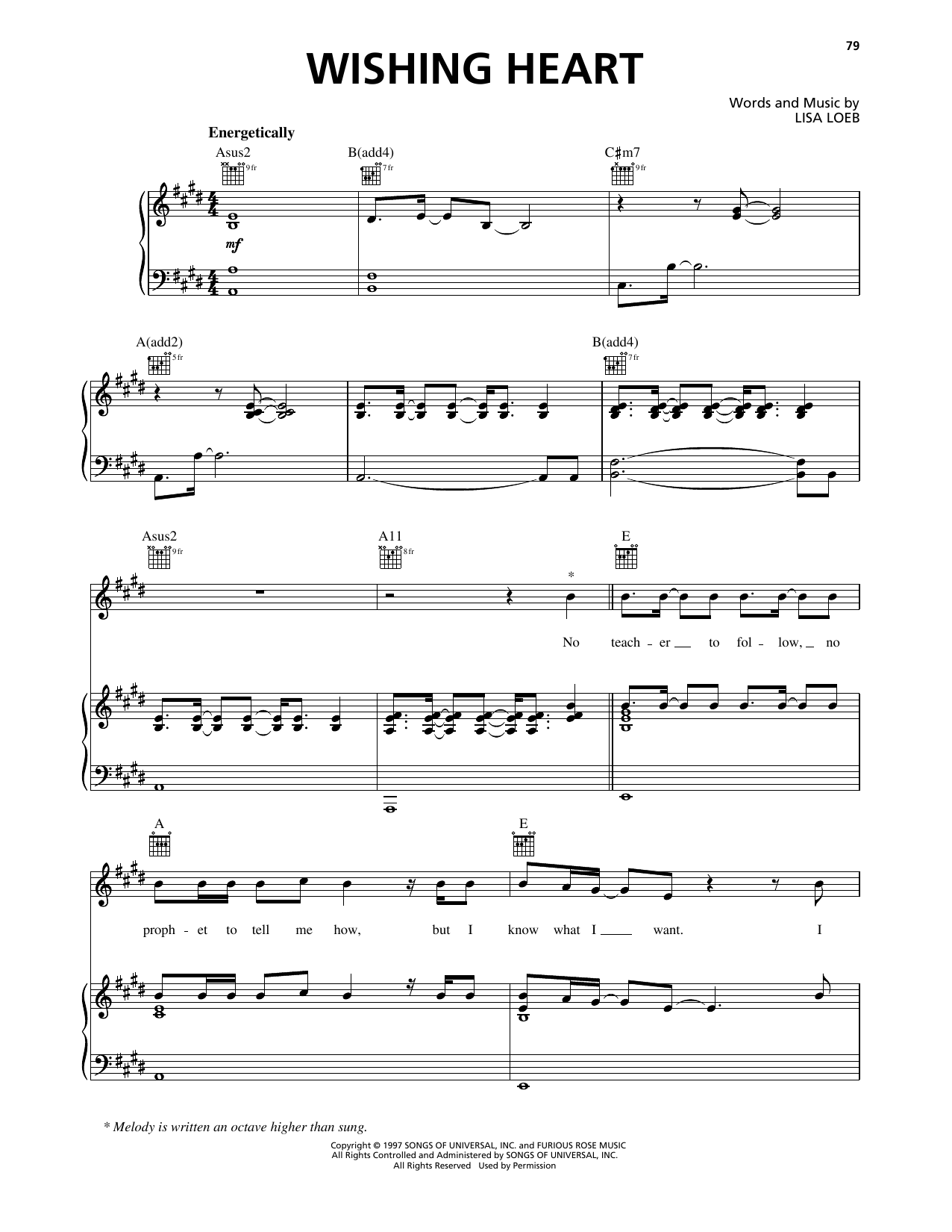 Lisa Loeb Wishing Heart Sheet Music Notes & Chords for Piano, Vocal & Guitar Chords (Right-Hand Melody) - Download or Print PDF Lisa Loeb Wishing Heart Sheet Music Notes & Chords for Piano, Vocal & Guitar Chords (Right-Hand Melody) - Download or Print PDF