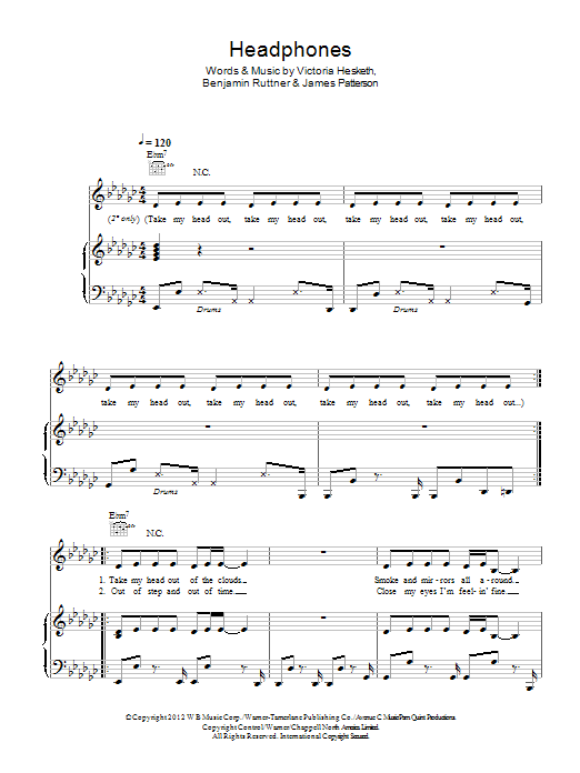 Little Boots Headphones Sheet Music Notes & Chords for Piano, Vocal & Guitar (Right-Hand Melody) - Download or Print PDF
