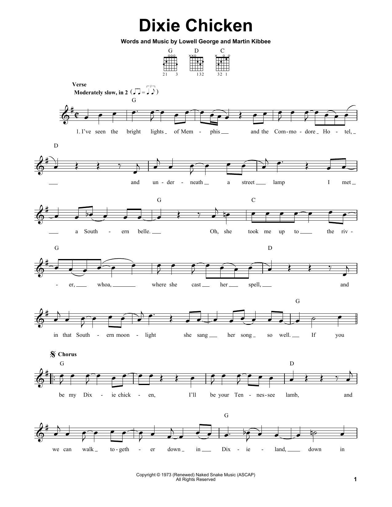 Little Feat Dixie Chicken Sheet Music Notes & Chords for Guitar Tab - Download or Print PDF