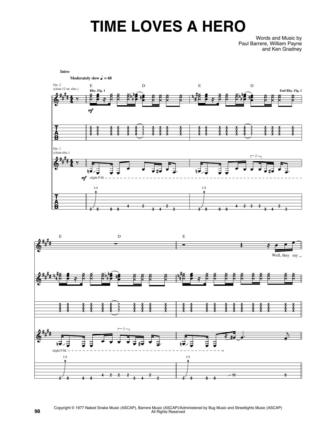 Little Feat Time Loves A Hero Sheet Music Notes & Chords for Guitar Tab - Download or Print PDF